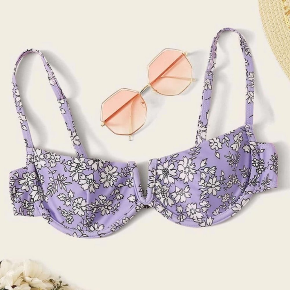 Floral V Wired Underwire Bikini Top
